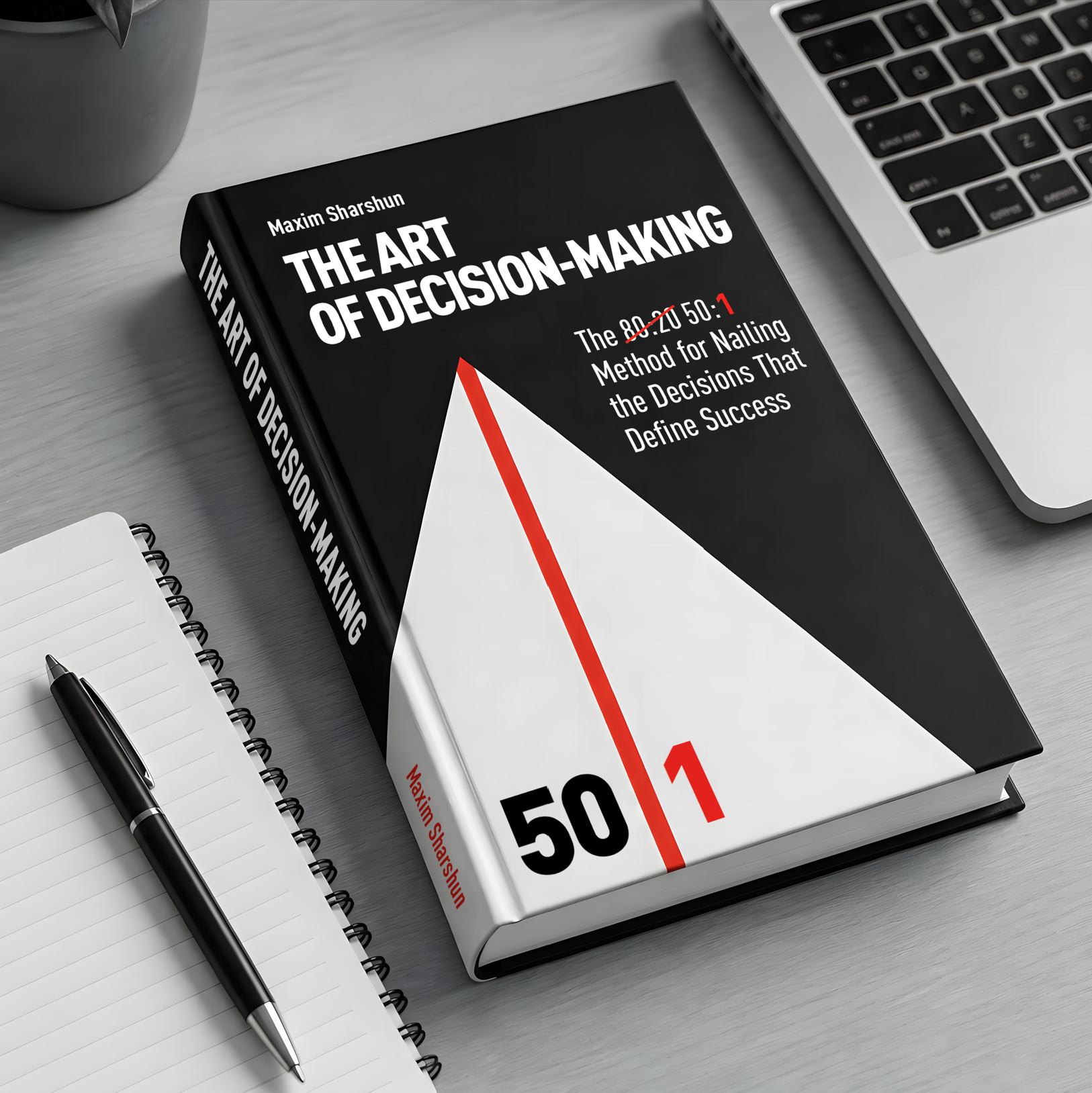 The Art of Decision-Making book on the office desk